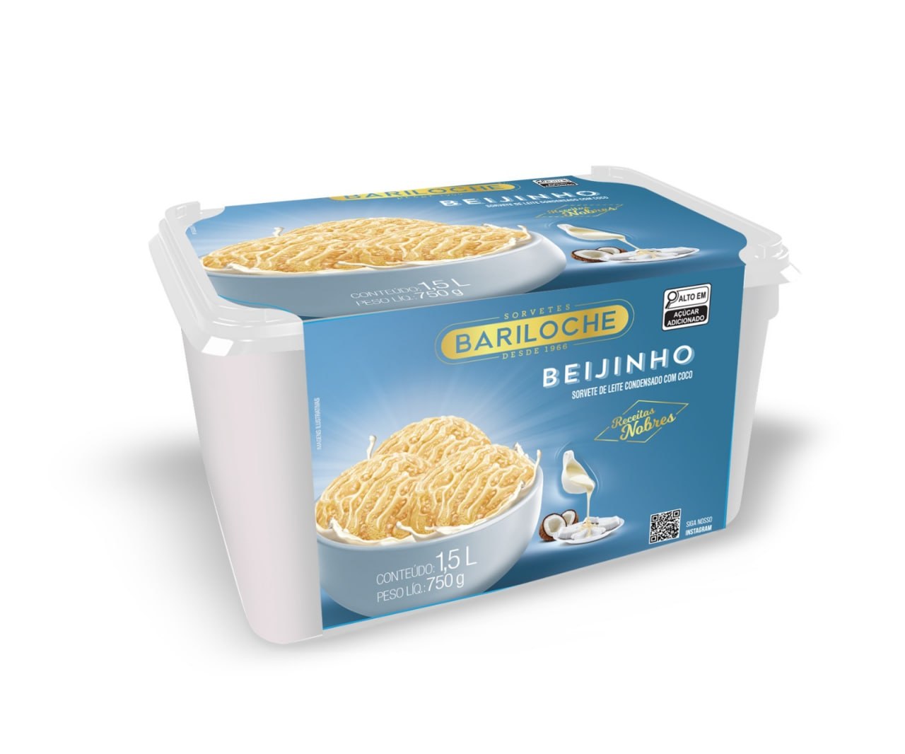 Sorvete Nobre Beijinho Bariloche 1,5L